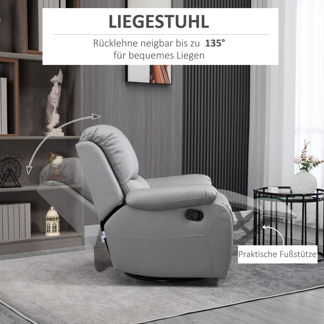 Lænestol, lænestol, vippefunktion, drejefunktion, gyngefunktion, med fodstøtte, stål, grå, 93 x 100 x 98 cm