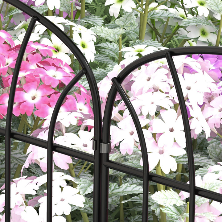 Havehegn, 8 elementer, formbart metalhegn, rumdeler, 264x61 cm, sort