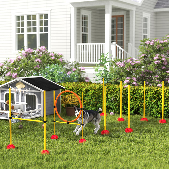 Agility set hunde 3-delt fyldeligt agilityudstyr til hundetræning plug-in hækkesæt med slalomstave