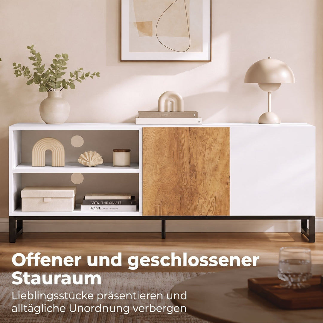 TV-skab til fjernsyn op til 55 tommer, moderne TV-lavbord, hvid