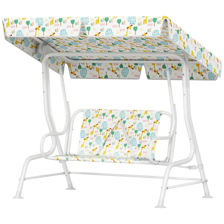 Børnegynge til verandaen, stålramme, 2-personers, 60 kg lasteevne, hvid