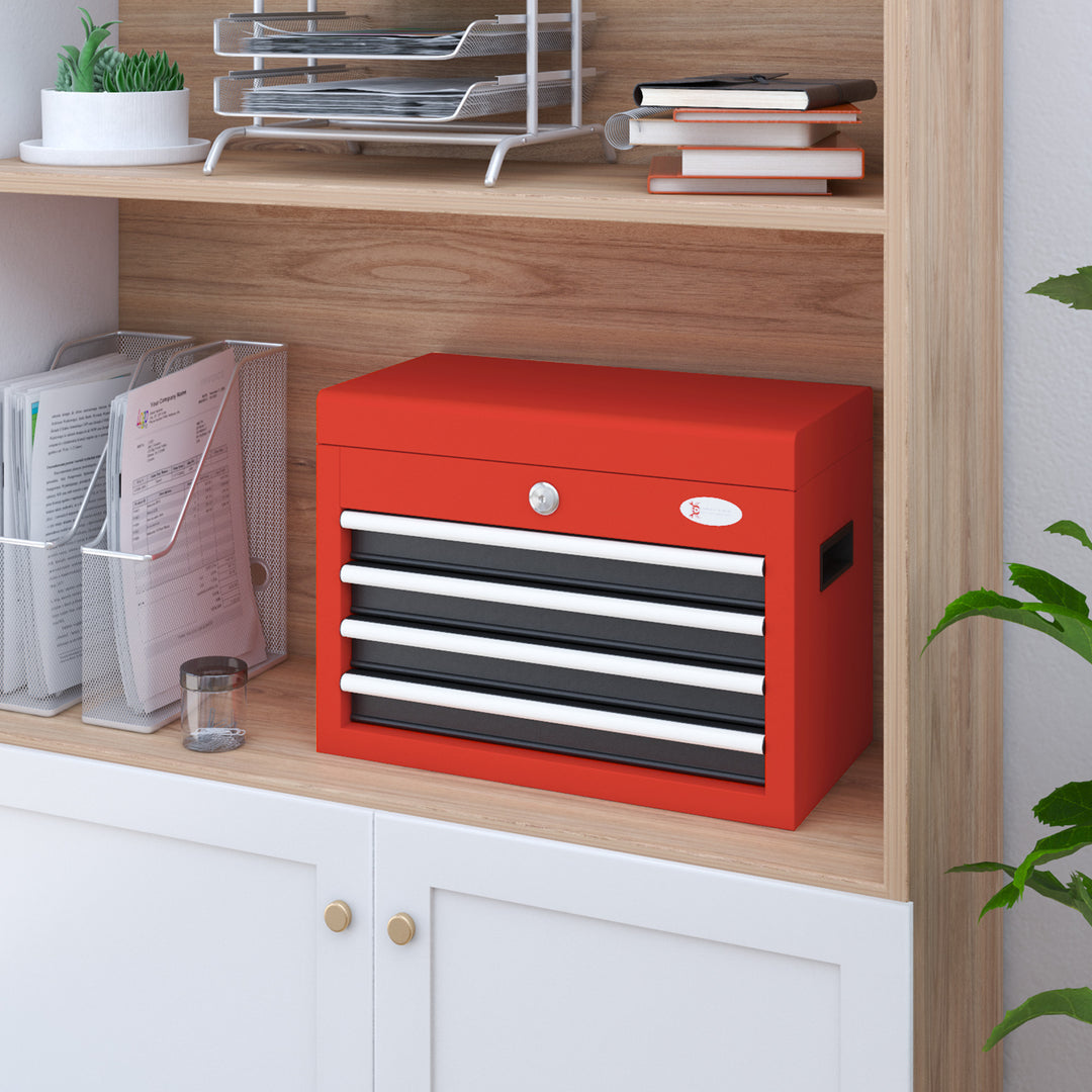 Værktøjskasse, værktøjsvogn, inkl. lås, 2 nøgler, 45 cm x 24,5 cm x 32,5 cm, rød