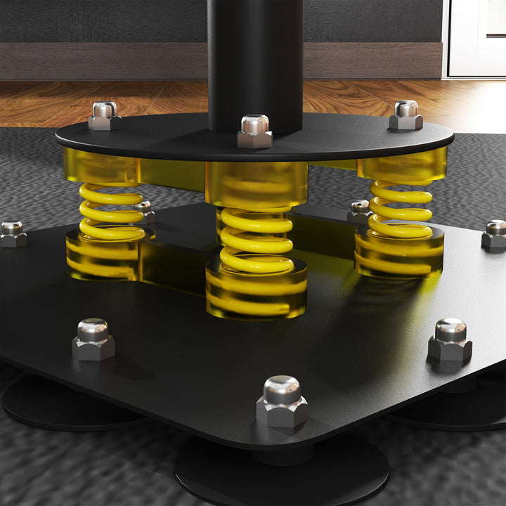 Boksestander, to speedballs, roterende boksestang, sparkpude, højdejusterbar, stål, 107 x 36 x 140-205 cm, sort