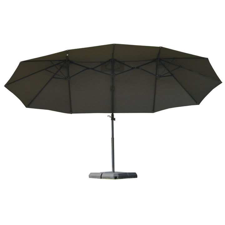 XXL parasol med krydsstativ inklusive håndsving, vejrbestandig, 270 cm x 440 cm x 250 cm, grå