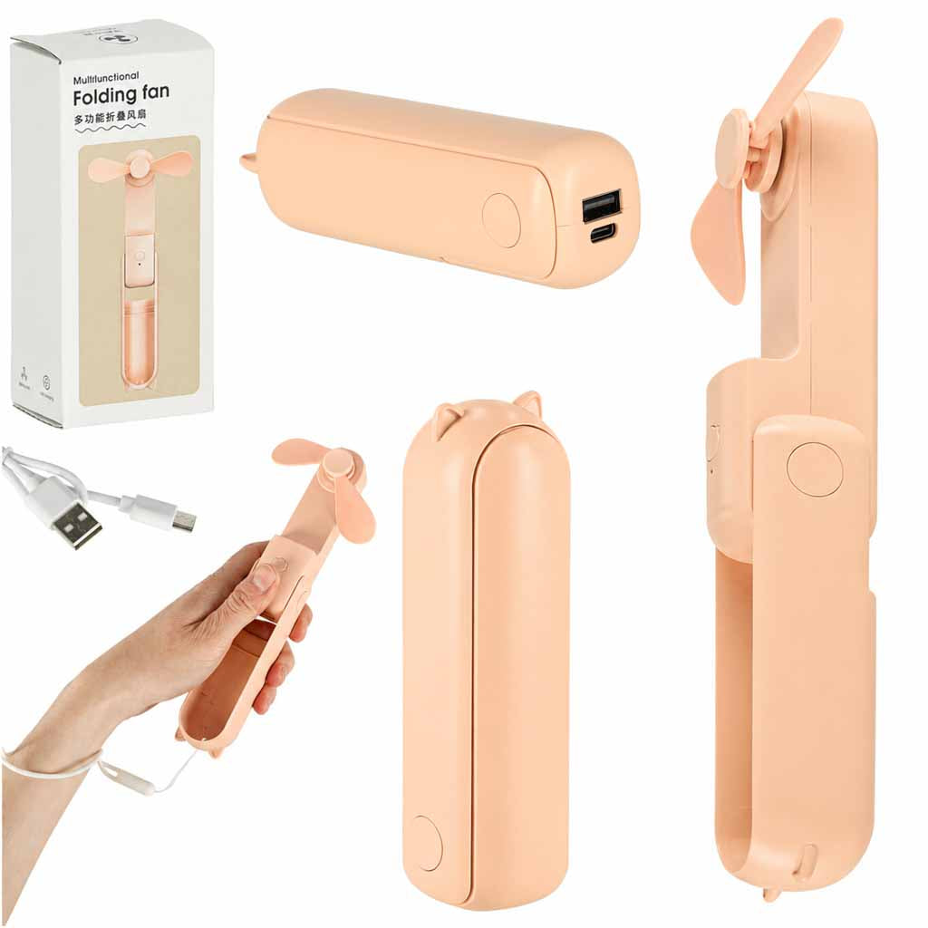 Bordventilator mini håndholdt foldbar vindmølle bærbar USB pink