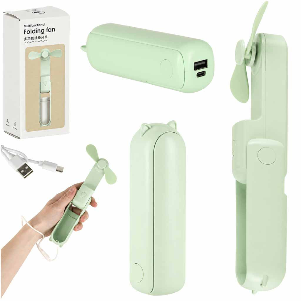 Bordventilator mini håndholdt foldbar vindmølle bærbar USB grøn
