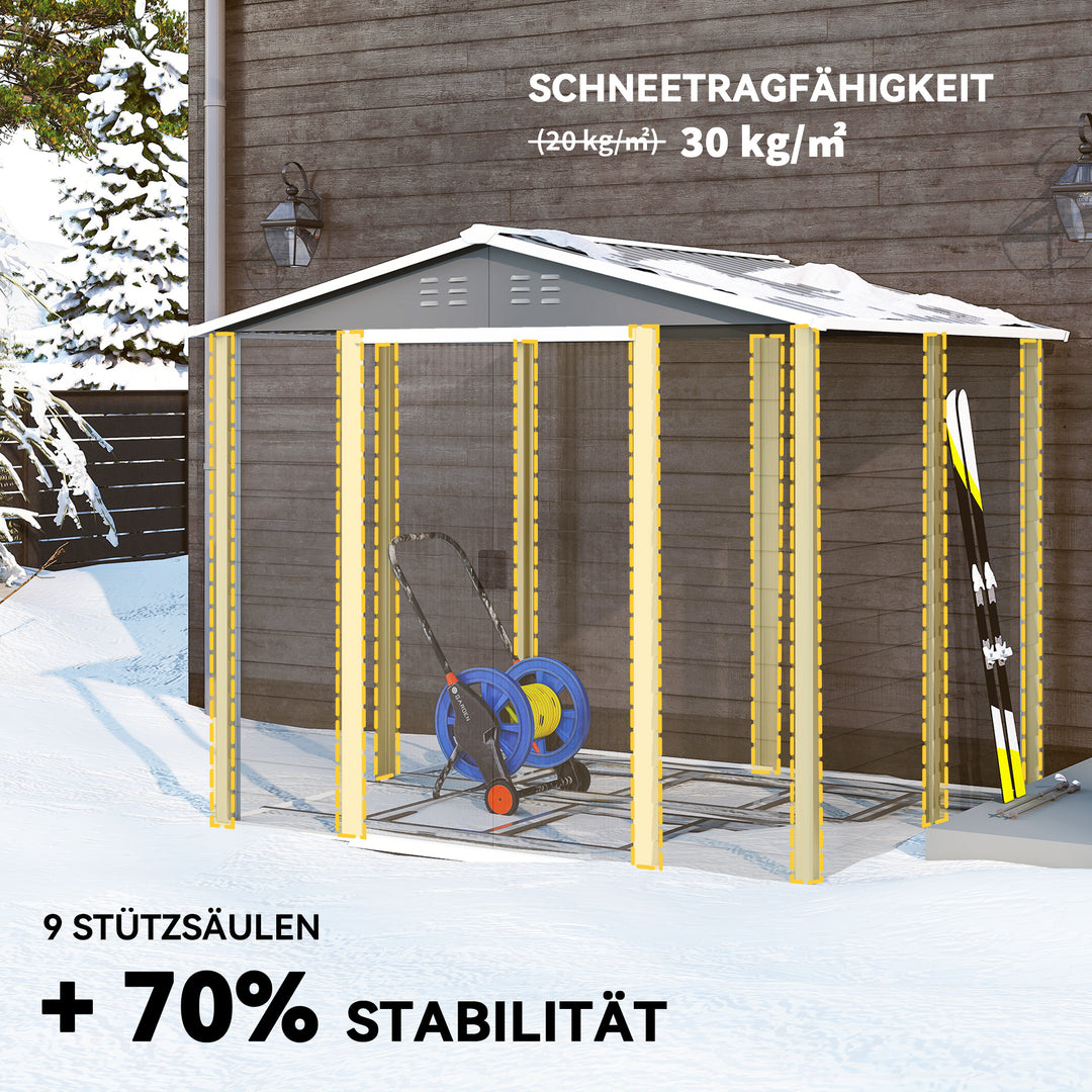 Metalhaveskur, vejrbestandigt og rustbestandigt, aflåseligt, 2,40 x 2,06 x 1,98 m, lysegrå