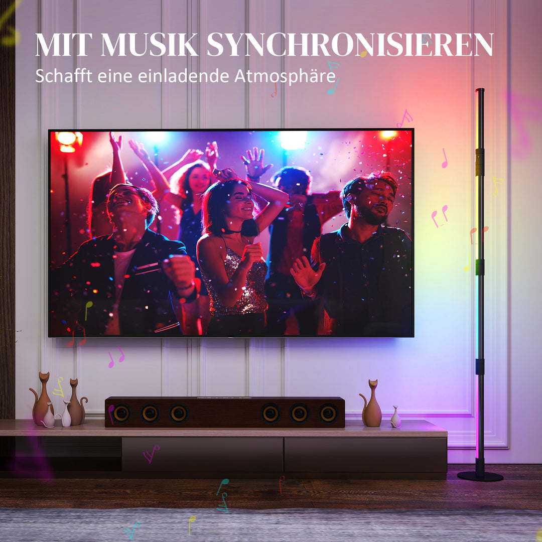 LED gulvlampe, standerlampe med fjernbetjening og forskellige farver, timer, app, musiksynkronisering, mørkegrå