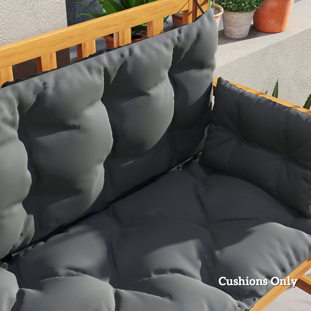 Udendørs hyndesæt til bænk eller verandagynge, tofarvet, polyester, skum, 180 x 110 x 8 cm, mørkegrå