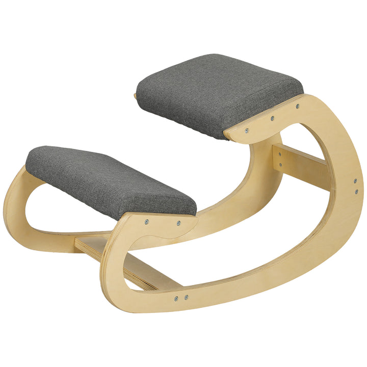 Ergonomisk gyngestol til knæ til hjemmekontor for at forbedre kropsholdningen, grå