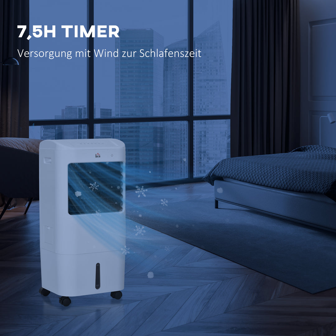 Luftkøler, klimaanlæg, 3 tilstande, 7,5-timers timer, mobil, plastik, hvid