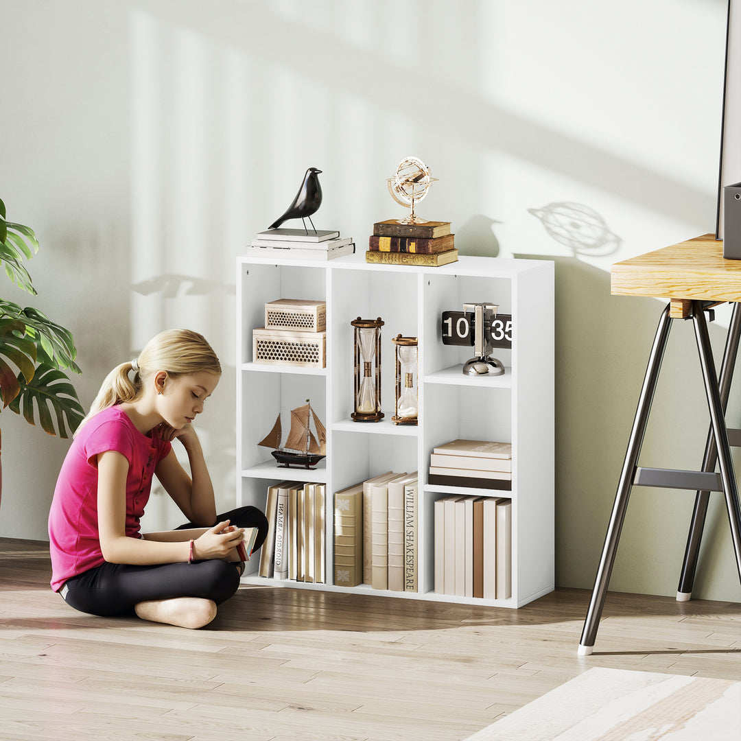 3-Lags reol, 8 rum, spånplade, opbevaringshylde, hvid