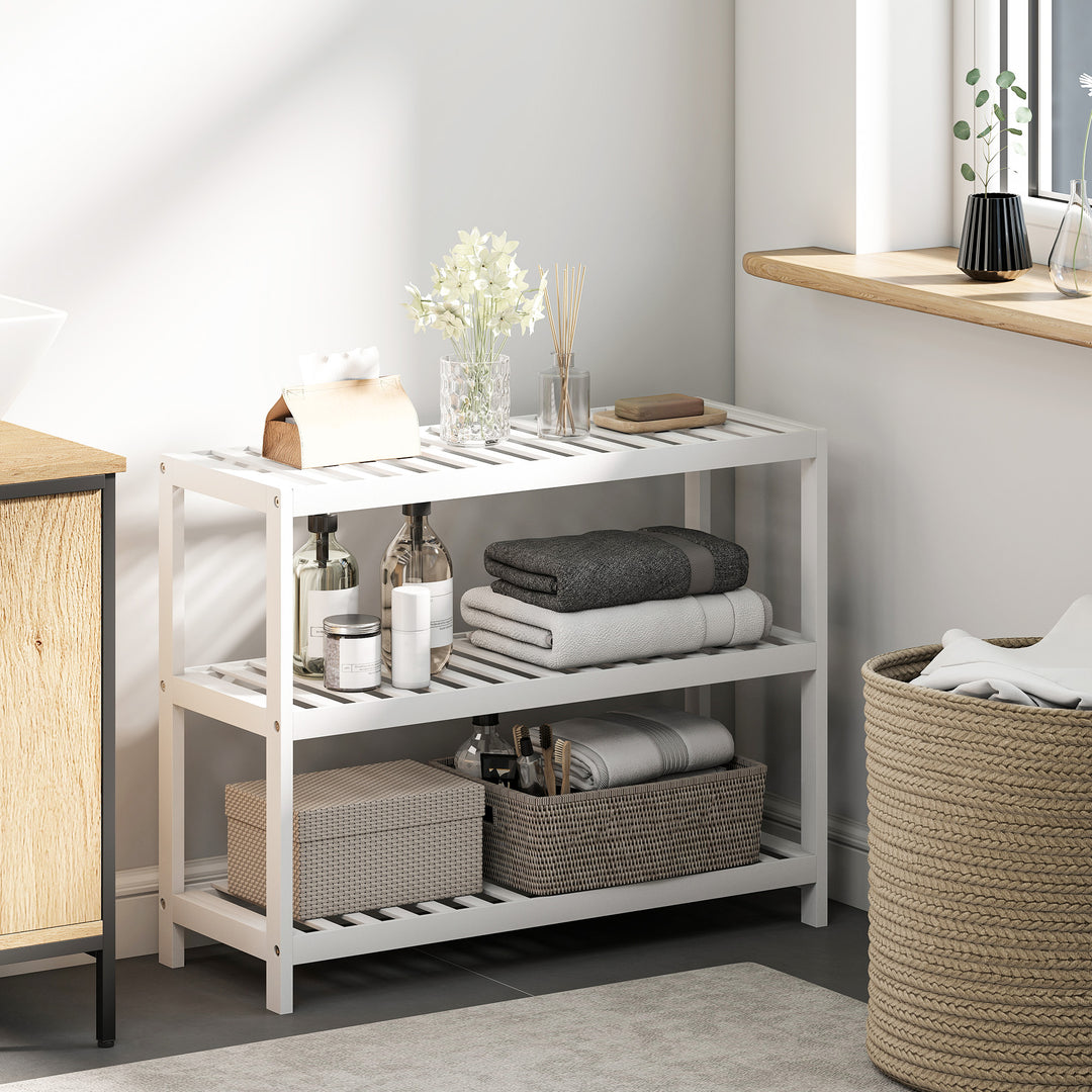 Skoreol med opbevaringshylde med lakeret finish, hvid