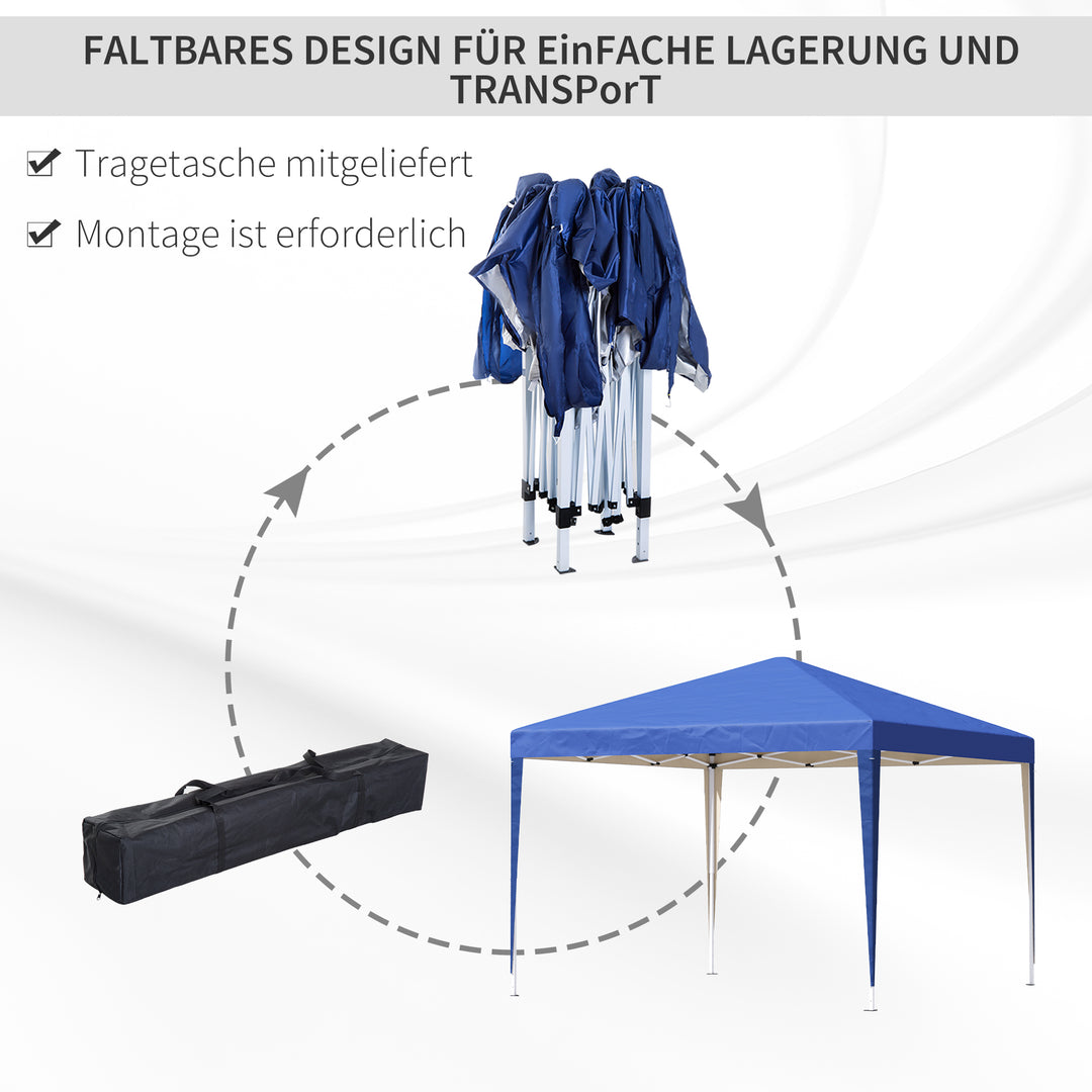 Pavillon, 2,95 x 2,95 m Pop-up foldbar pavillon, havepavillon, festtelt, UV-beskyttelse, stål + oxfordstof, blå