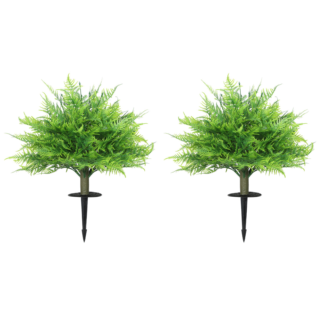 Kunstige Bostonbregnebuske, UV-bestandige, kunstige planter med pæle, sæt med 2, 60 cm til have, veranda