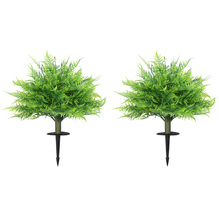 Kunstige Bostonbregnebuske, UV-bestandige, kunstige planter med pæle, sæt med 2, 60 cm til have, veranda