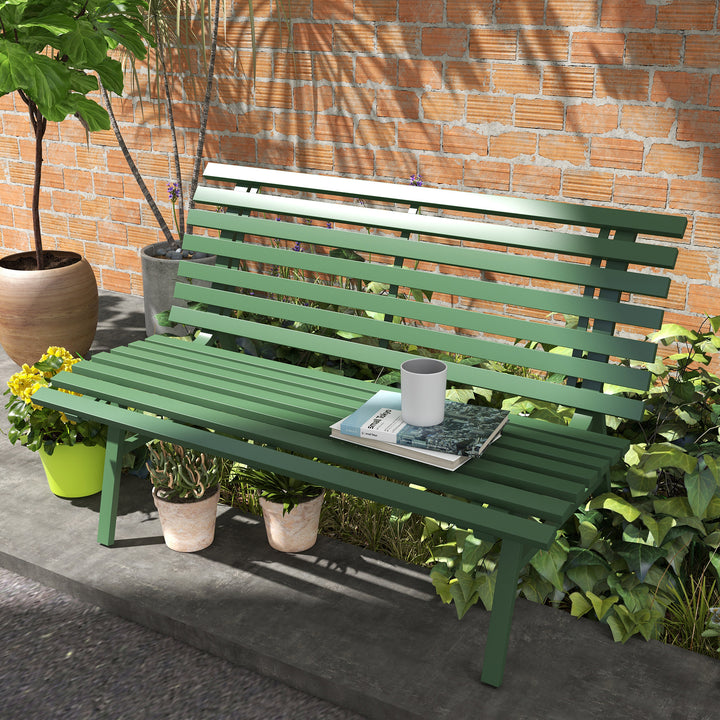 Havebænk, parkbænk, lameldesign, vejrbestandig, aluminium, 123 x 67 x 79 cm, grøn