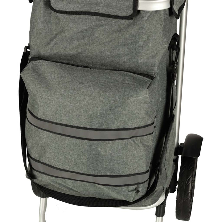 Indkøbskurv på hjul med stel 100 cm grå