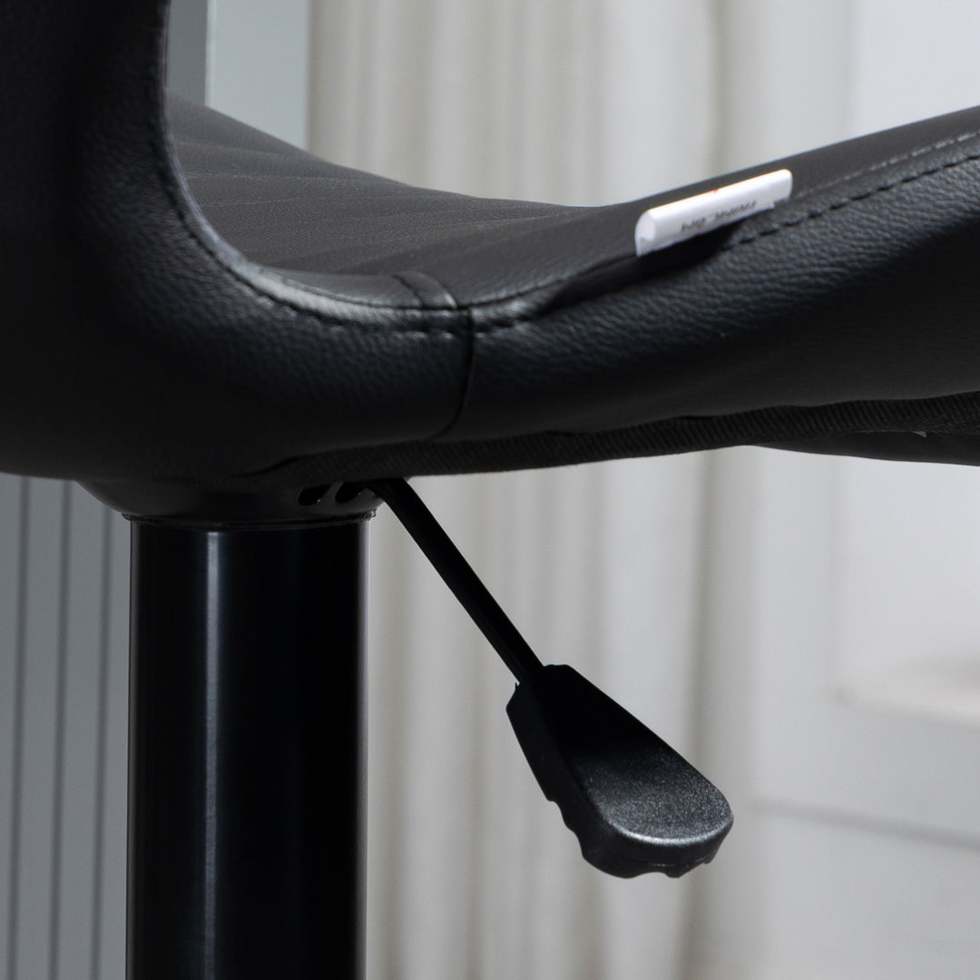 Barstole sæt med 2 højdejusterbar 48,5 x 55,5 x 90-110 cm kunstlæder + stål sort