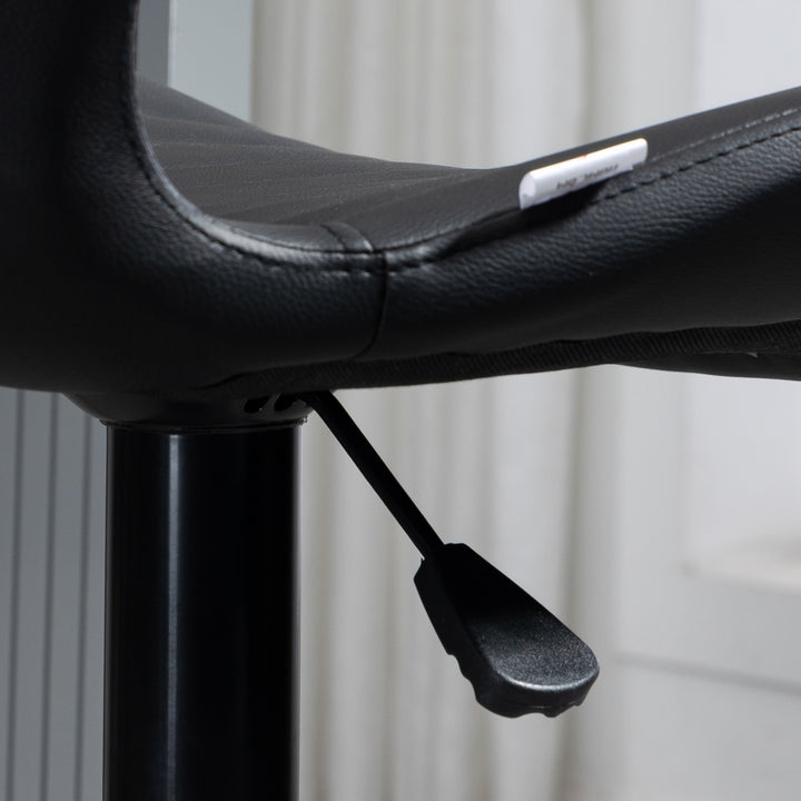 Barstole sæt med 2 højdejusterbar 48,5 x 55,5 x 90-110 cm kunstlæder + stål sort