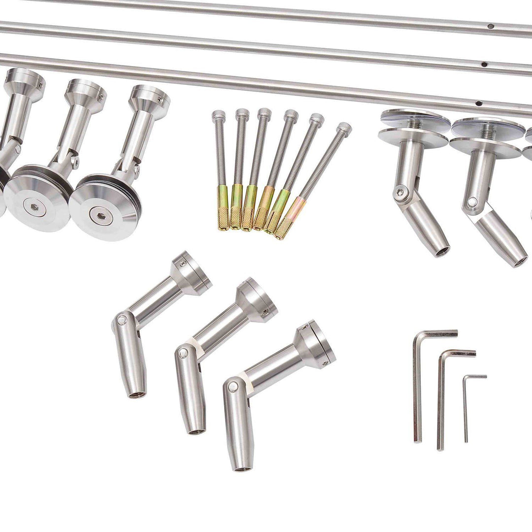 Baldakin glas baldakin dørbaldakin hærdet glas (esg) rustfrit stål klar glas (200x90cm) (l)