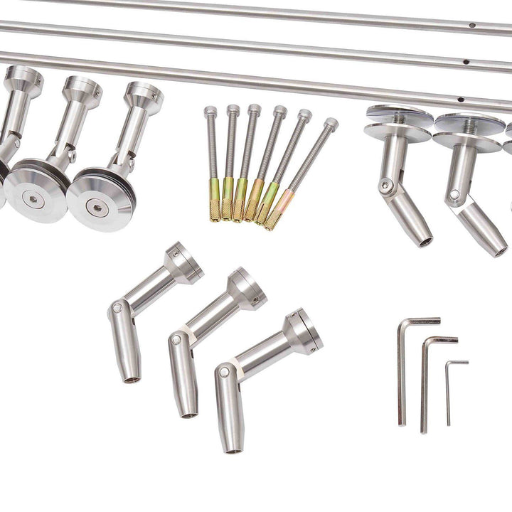 Baldakin glas baldakin dørbaldakin hærdet glas (esg) rustfrit stål klar glas (200x90cm) (l)