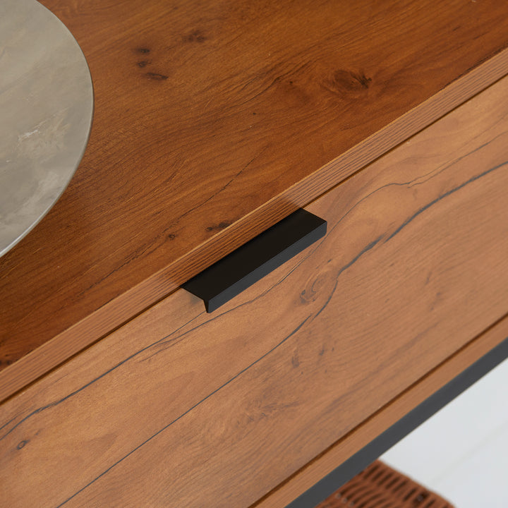 Konsolbord i industrielt design, sidebord, skænk, 1 skuffe, brun + sort