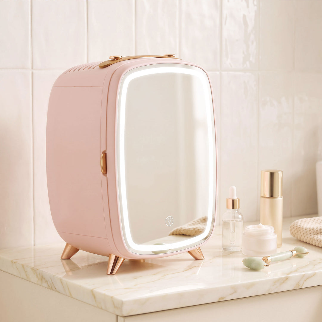 Minikøleskab 6 liter LED spejl kosmetikkøleskab pink