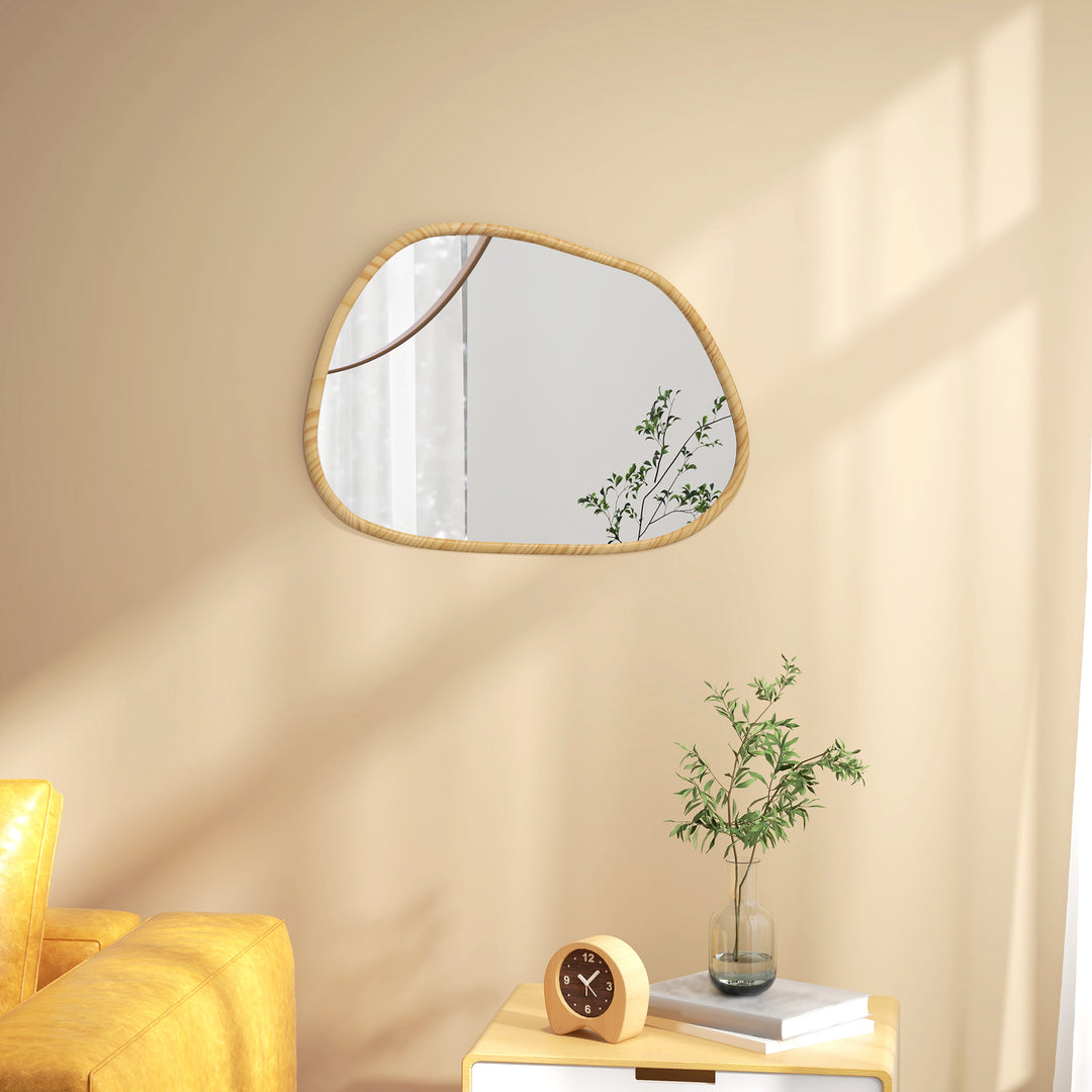 Vægspejl dekorativt spejl, vintage design, 80 cm x 2,1 cm x 60 cm, massivt træ, naturlig