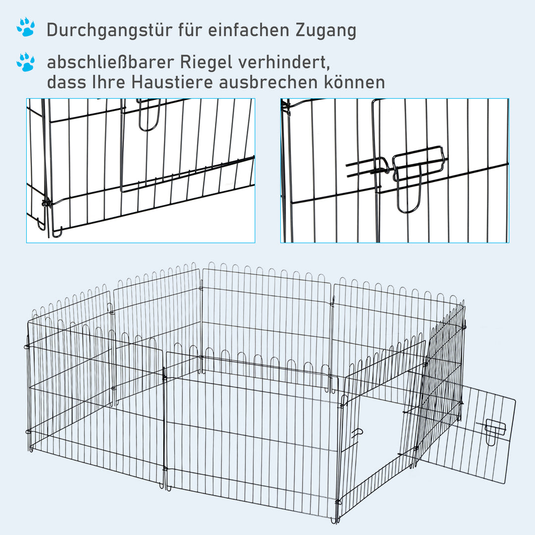 Hvalpegård, sæt med 8 dele, hvalpegård med 8 netpaneler, dør, beskyttelsesovertræk, 61 cm høj, hvalpegård til kæledyr (hund, kat, hvalp), indendørs og udendørs gård