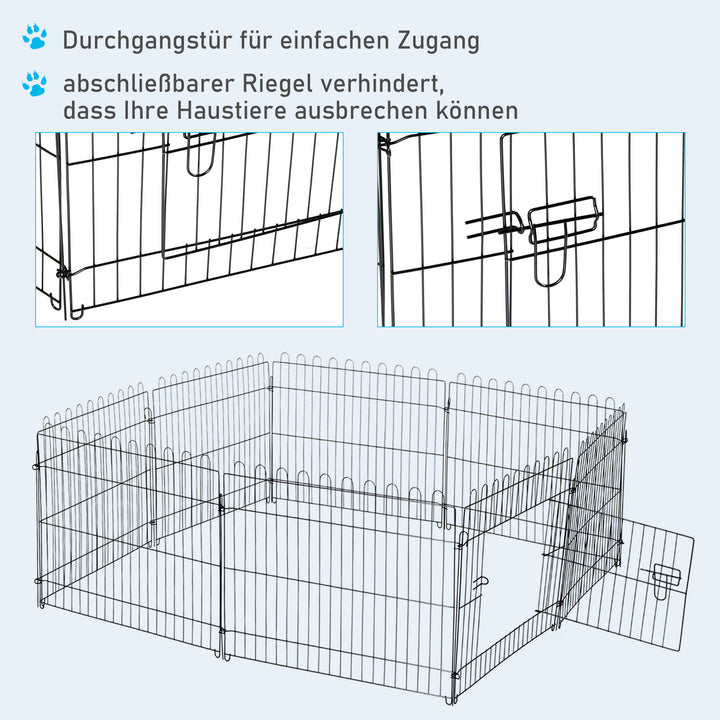 Hvalpegård, sæt med 8 dele, hvalpegård med 8 netpaneler, dør, beskyttelsesovertræk, 61 cm høj, hvalpegård til kæledyr (hund, kat, hvalp), indendørs og udendørs gård
