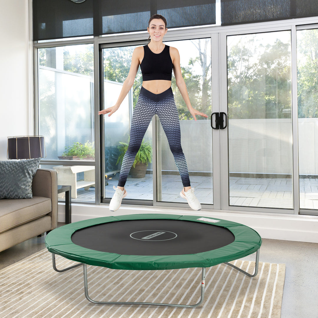 Trampolinkantbetræk Ø305 cm bredt, rivefast, UV-bestandigt fjederbetræk, vandafvisende, trampolintilbehør, kantbeskyttelse, sikkerhedsnet, reservedele til haventrampoliner, grøn