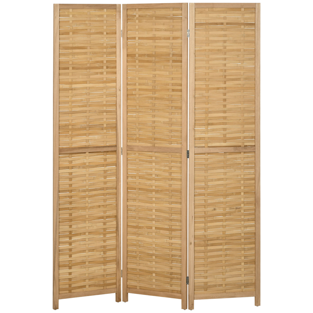 Rumdeler foldbar skillevæg privacy screen, bambus, 3-delt, 120 cm x 170 cm x 1,8 cm, naturlig