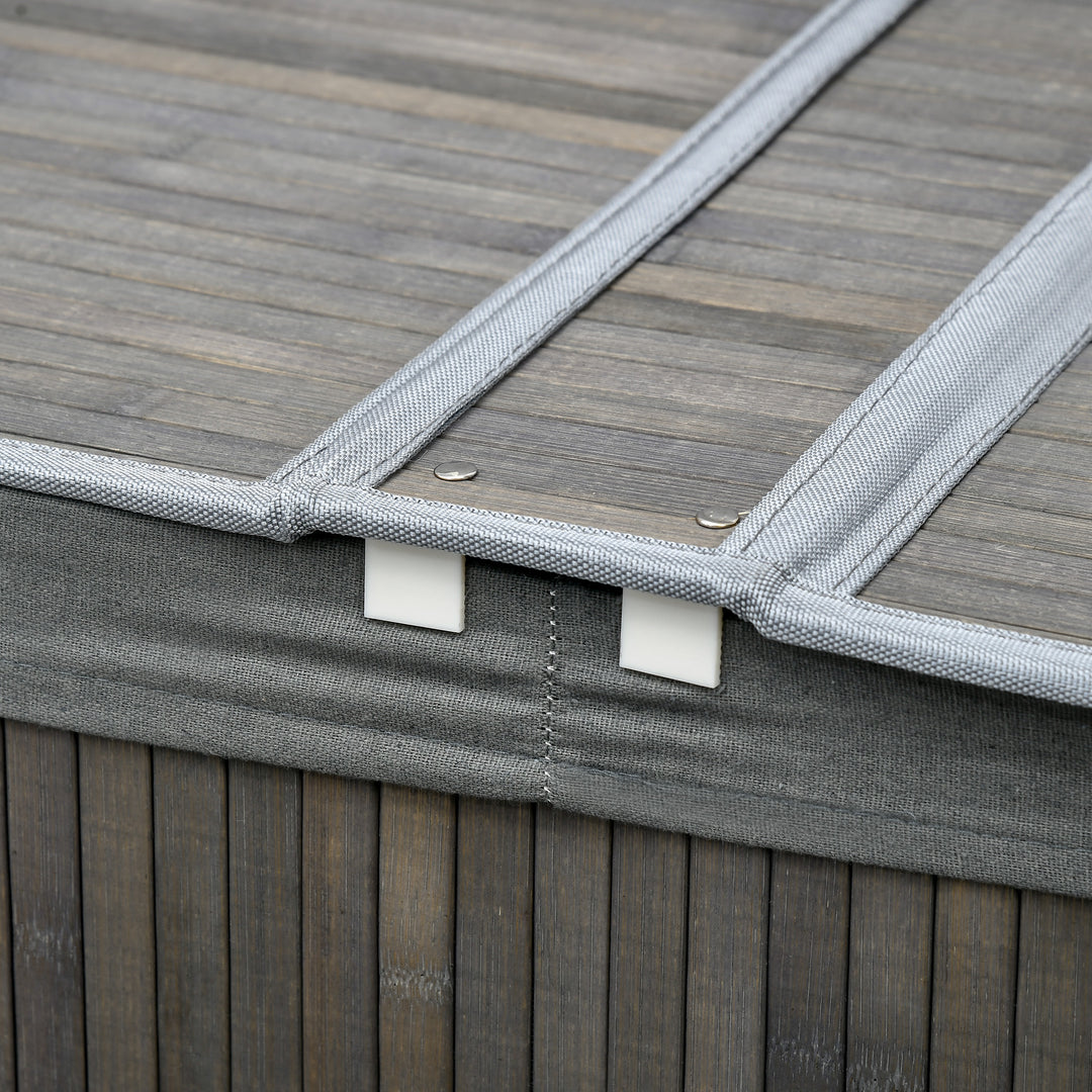 100 L vasketøjskurv med låg, håndtag, 2 sektioner, aftagelig vasketøjspose, til soveværelse, badeværelse, bambus, grå