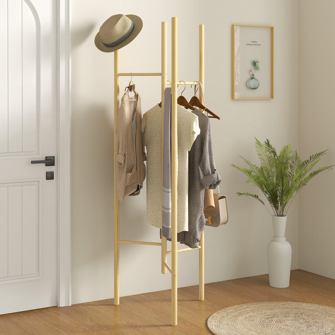 Tøjstativ, pladsbesparende, 5 kg belastning, 62x52,5x160 cm, natur