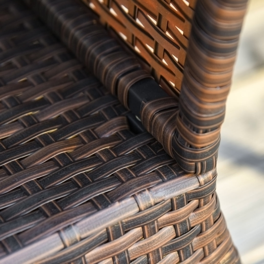 Havebord, sidebord, parasolstativ, havemøbler, terrasse, polyrattan, brun, 54 x 54 x 55 cm