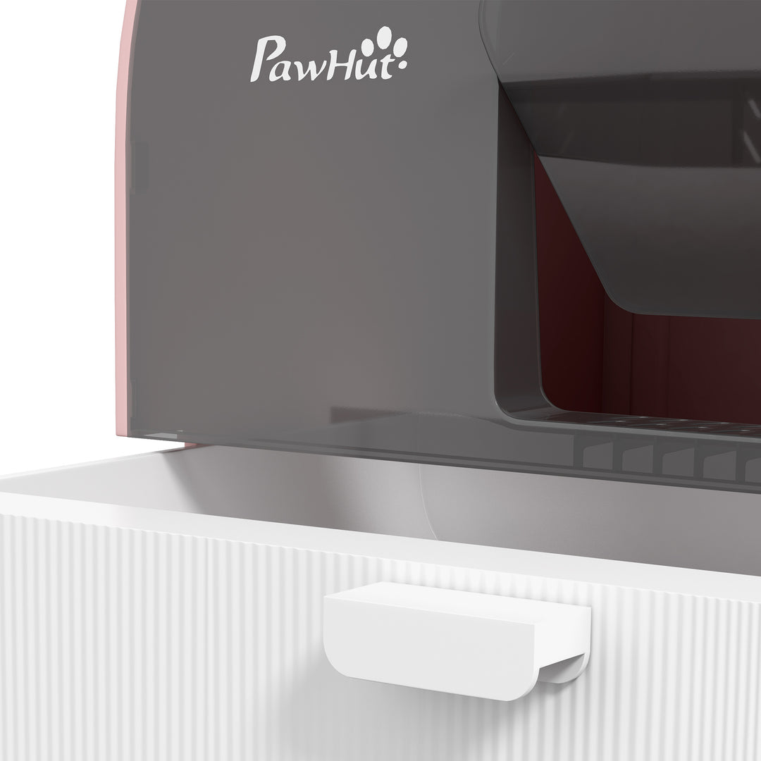 Kattebakke med låg, kattebakke og måtte til opsamling af snavs, plastik, lyserød/sort