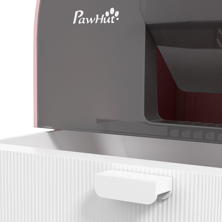 Kattebakke med låg, kattebakke og måtte til opsamling af snavs, plastik, lyserød/sort