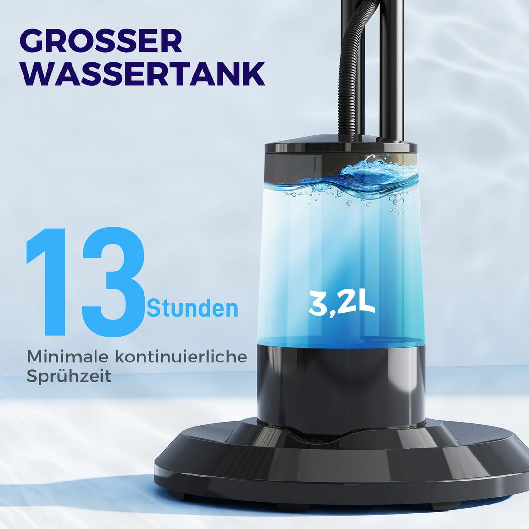 Ventilator, tågeventilator, 3 hastigheder, timer, luftfugter, sort