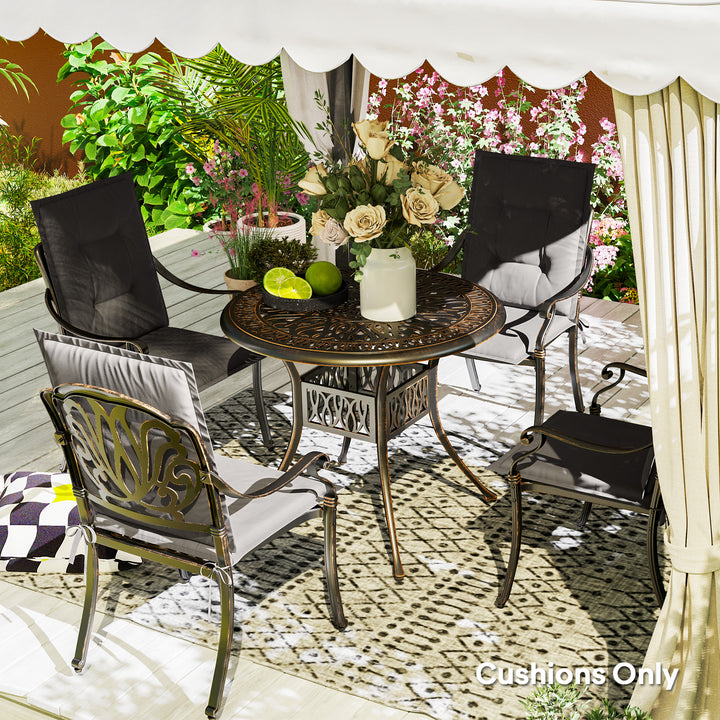 Sæt med 4 siddehynder 108 x 50 x 5 cm stolehynder med bånd, udendørs siddehynde mørkegrå