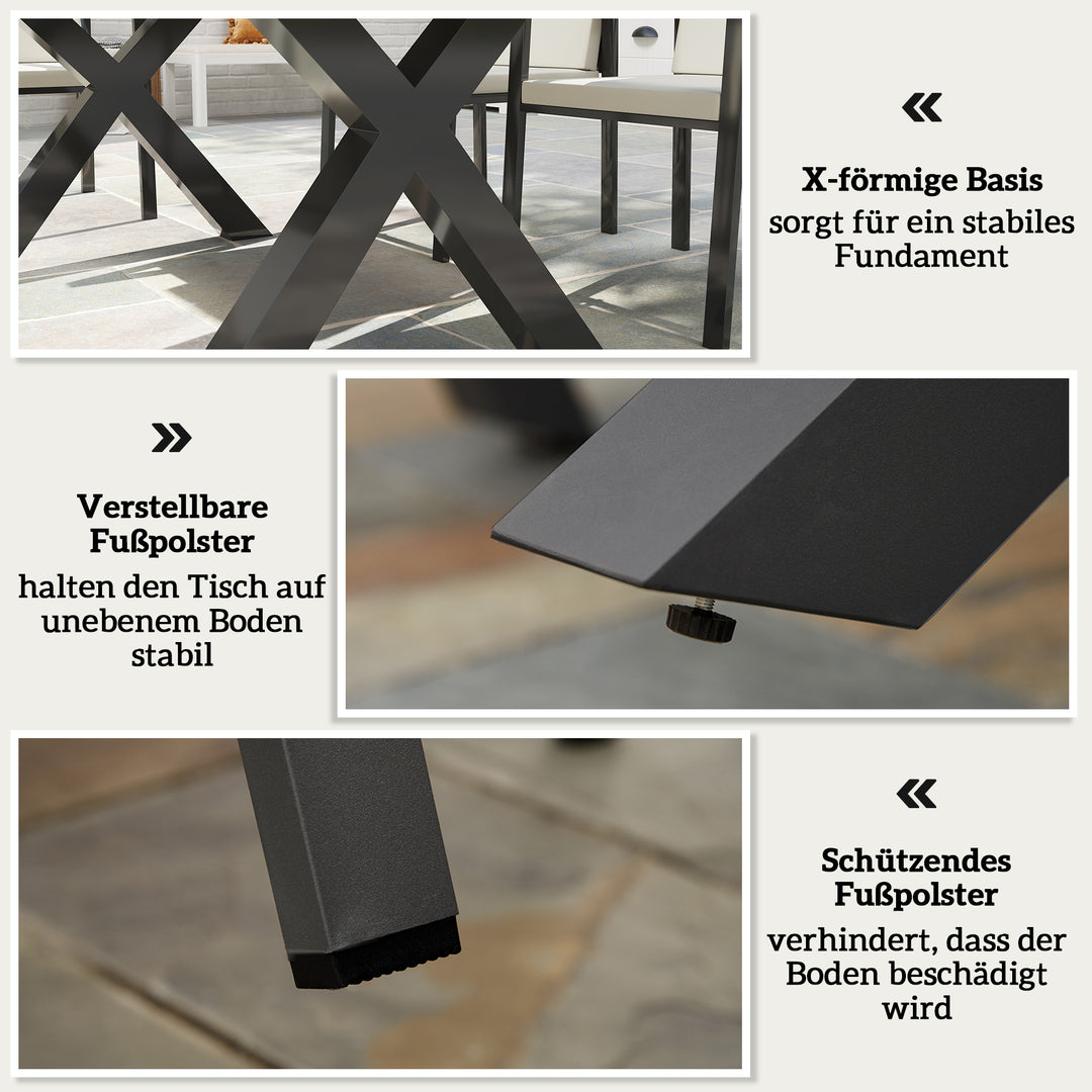 Havemøbelsæt til 6 personer, 6 stole, 1 bord, vejrbestandig, 175 cm x 92 cm x 73 cm, sort + grå