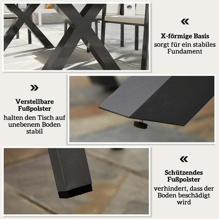 Havemøbelsæt til 6 personer, 6 stole, 1 bord, vejrbestandig, 175 cm x 92 cm x 73 cm, sort + grå