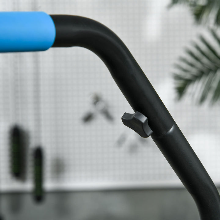 Fitnesstrampolin, foldbar, justerbart håndtag, Ø102x123H cm, op til 150 kg, sort/blå