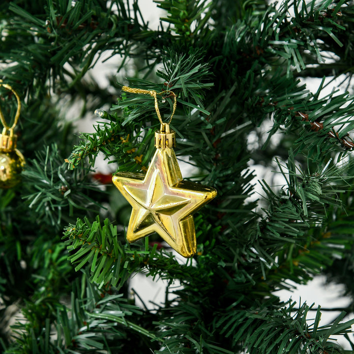 Kunstigt juletræ 180 cm, kunstigt grantræ med LED-belysning, kugler, juletræ med 745 spidser, juledekoration inklusive metalfod til indendørs brug