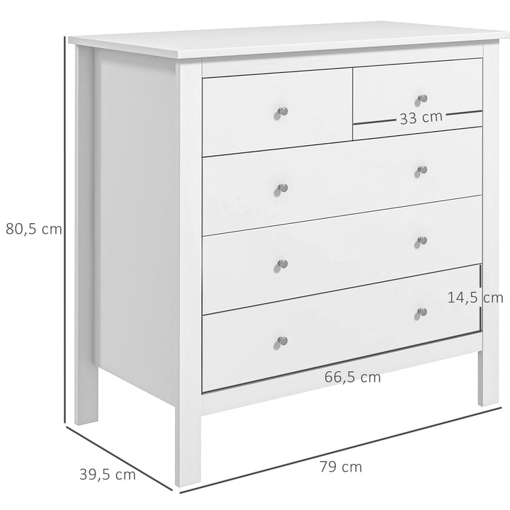 Kommode, skænk, lydløs åbning/lukning, anti-tip anordning, 79 x 39,5 x 80,5 cm, hvid