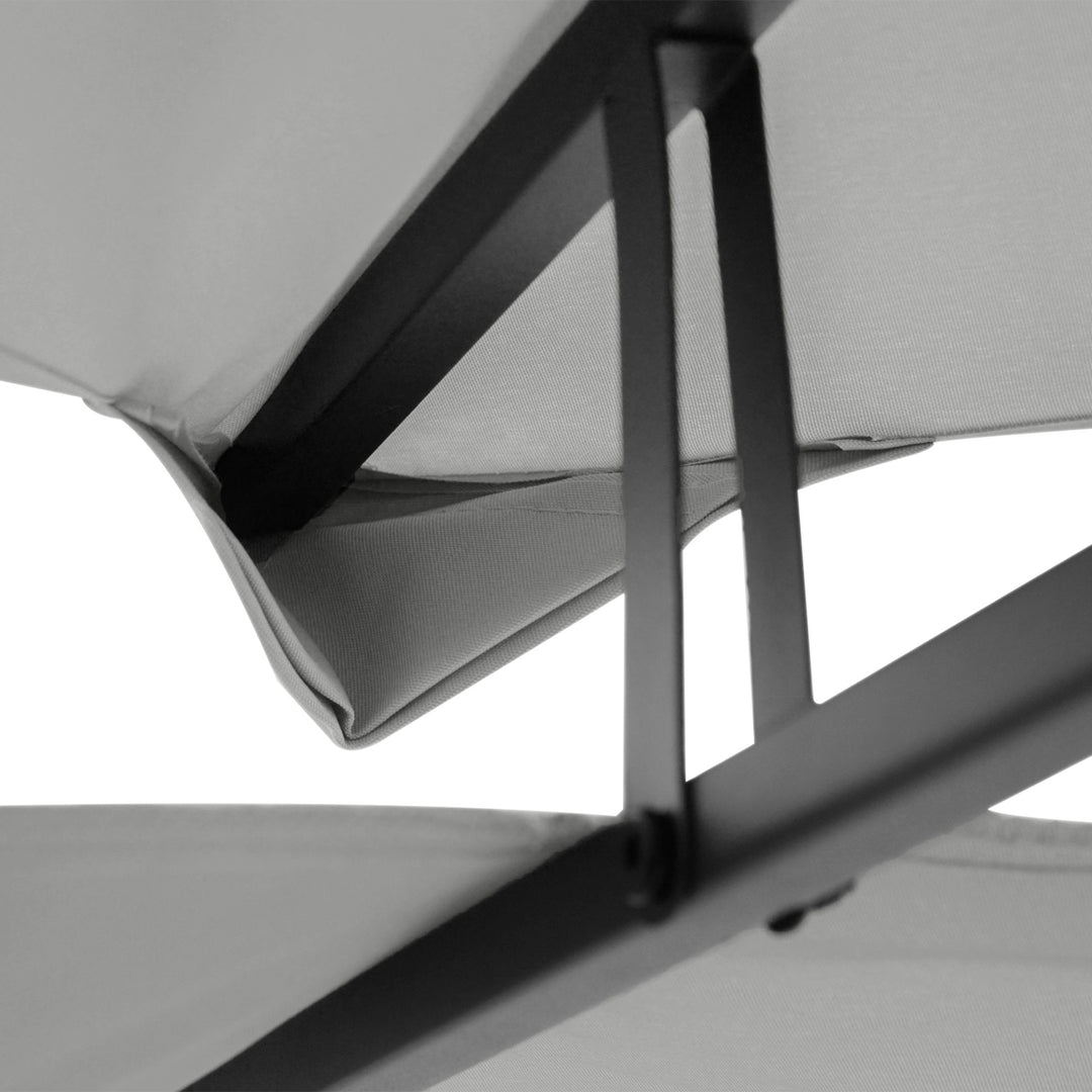 Reservetag til metalpavillon 3x4m vandafvisende pavillontag med dobbelttag, reserveovertræk til havepavillon festtelt havetelt polyester lysegrå