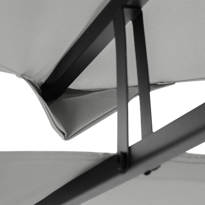 Reservetag til metalpavillon 3x4m vandafvisende pavillontag med dobbelttag, reserveovertræk til havepavillon festtelt havetelt polyester lysegrå