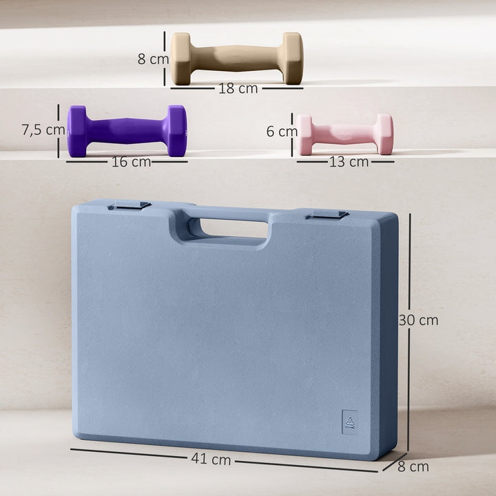 Håndvægtsæt, sæt med 6 håndvægte med vægte, stålhåndvægtsæt, 1 kg, 2 kg, 3 kg