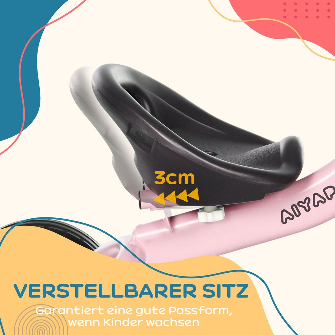 Trehjulet cykel til børn 2-5 år, højdejusterbart sæde, ringeklokke, cykelkurv, metalstel, pink