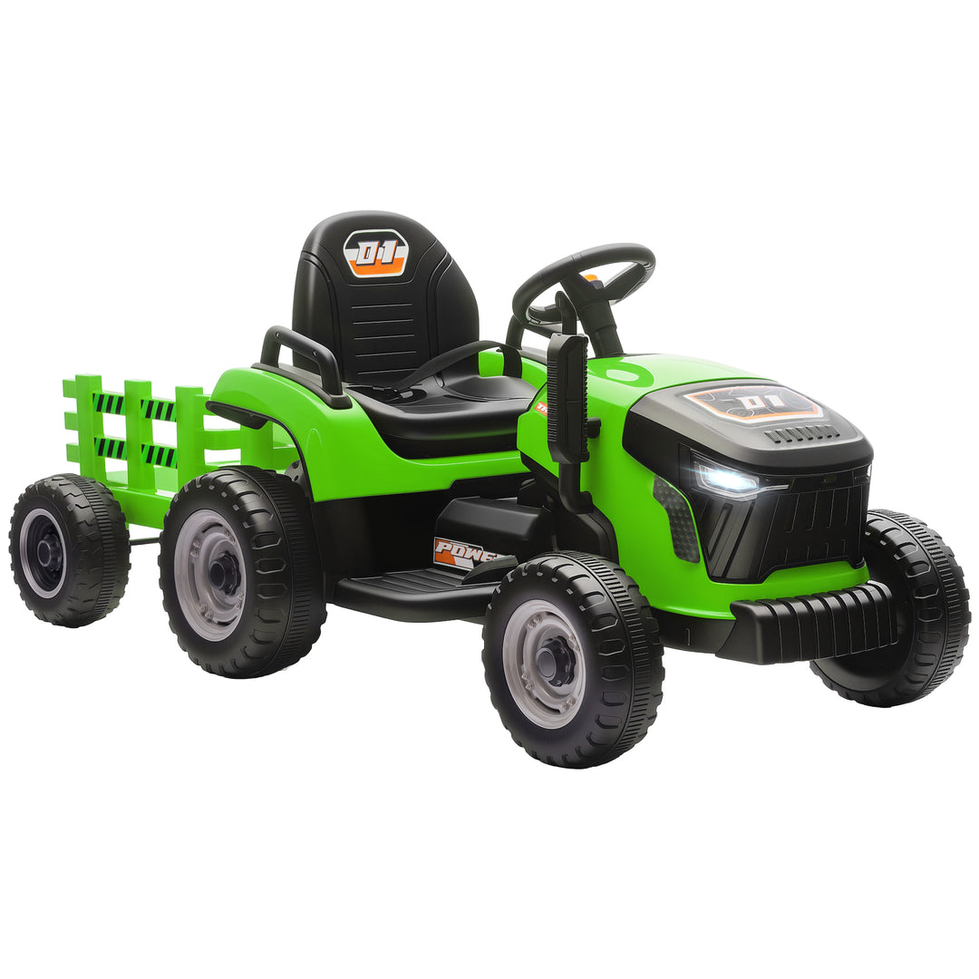 Elektrisk børnetraktor, havetraktor med fjernbetjening, blød start, til børn i alderen 3-8 år, grøn